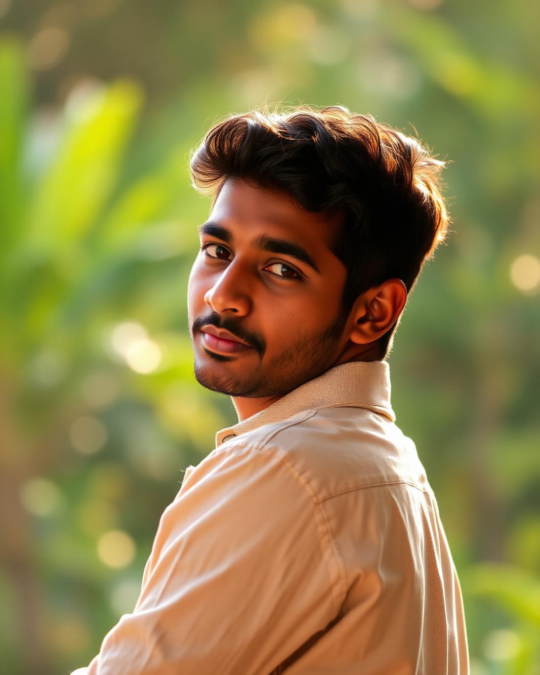 Natural light portrait of a young man photographed at golden hour
